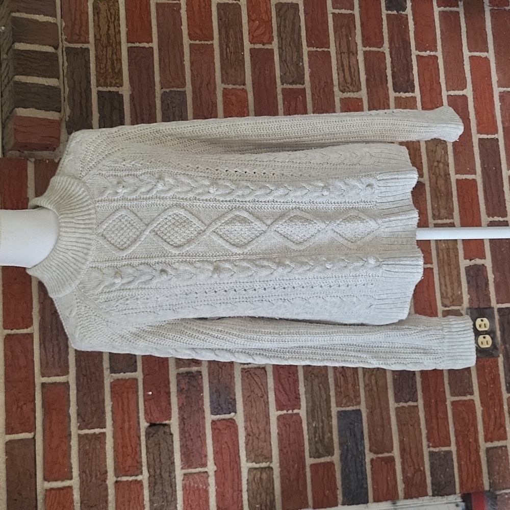 J. Crew Azra Pom-Pom Cableknit Sweater Gray Size Large - Picture 3 of 9
